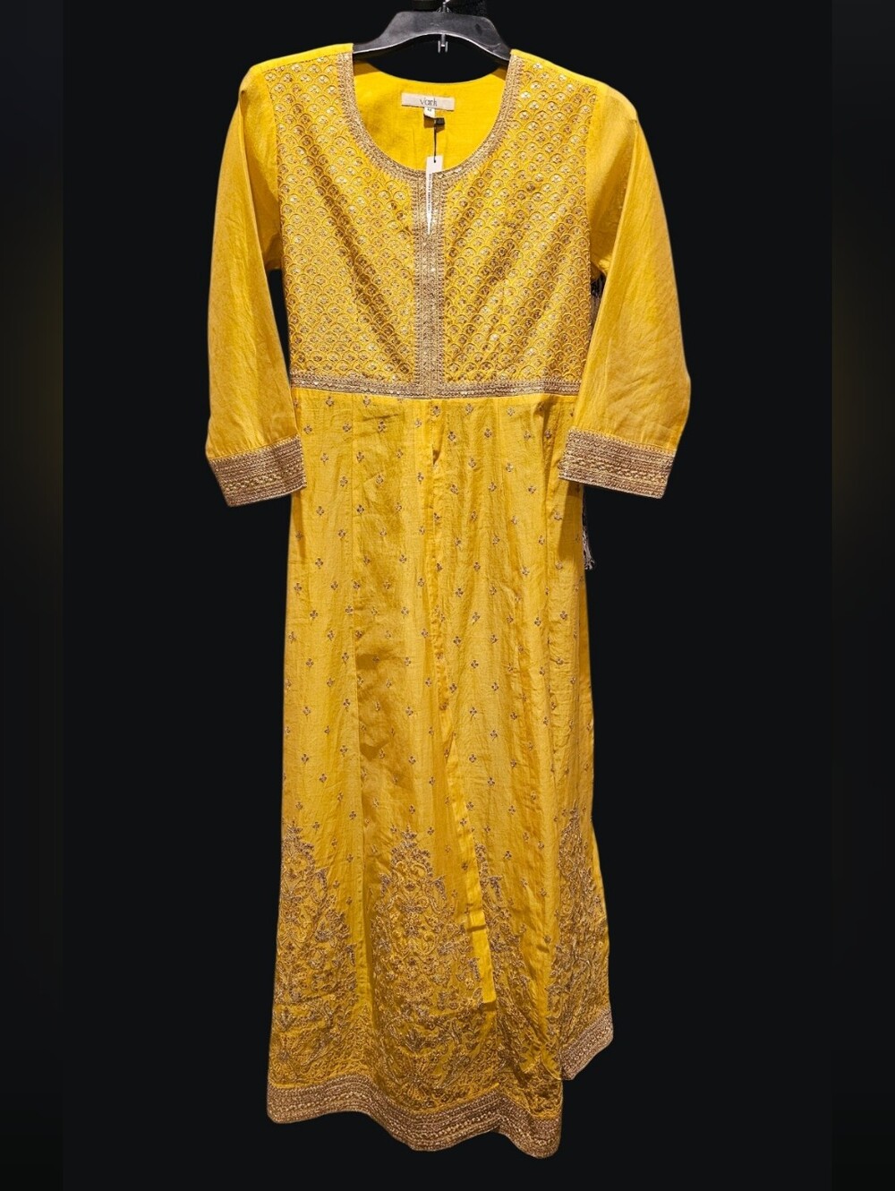Elegant Yellow Embellished Embroidered Anarkali Dress